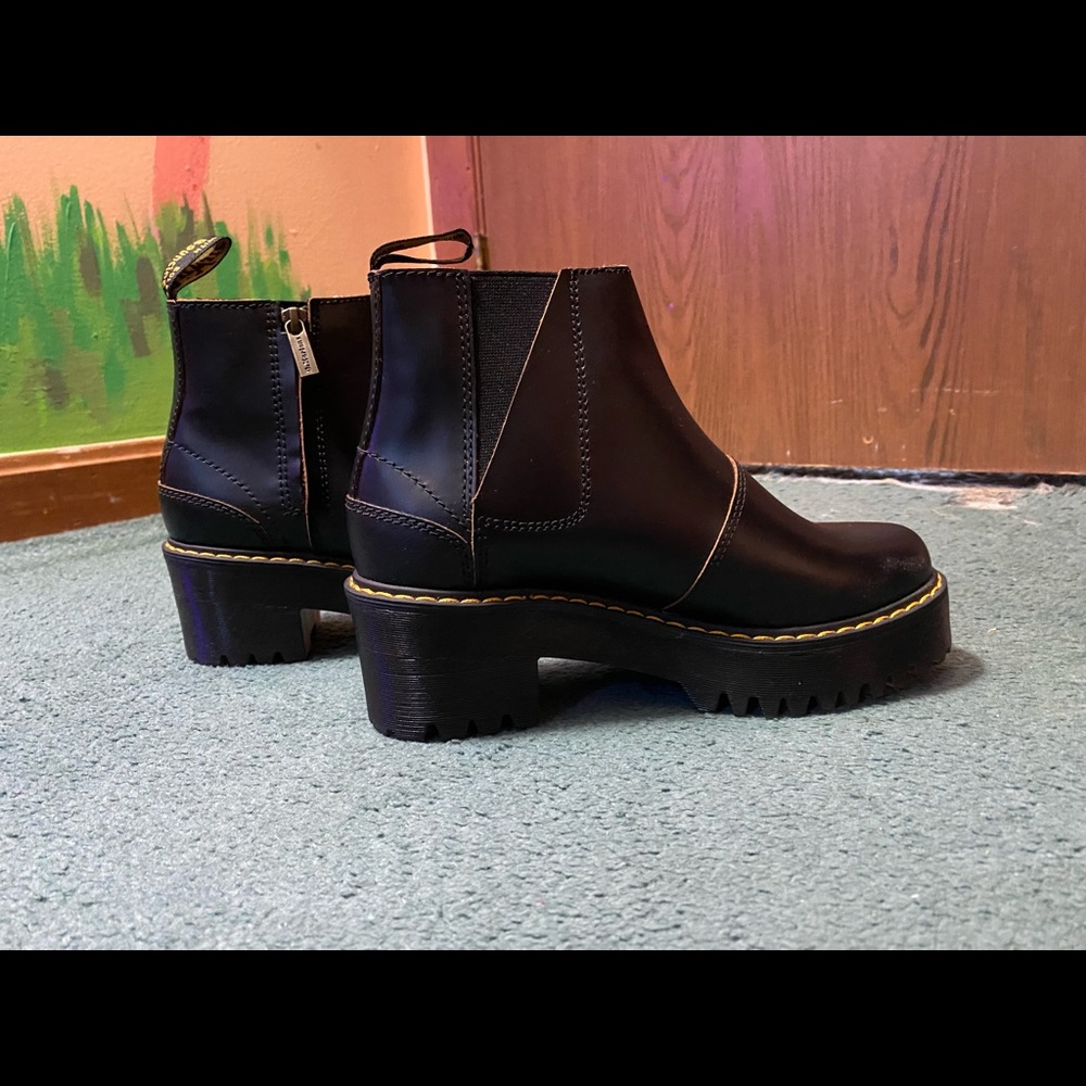 Dr. Martens black rometty leather chelsea platform boot